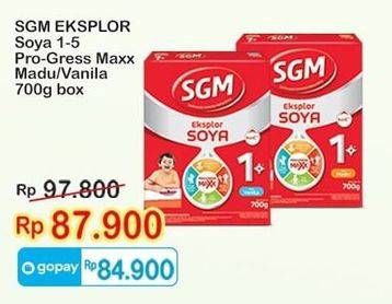 Promo Harga SGM Eksplor Soya 1-5 Susu Pertumbuhan Madu, Vanila 700 gr - Indomaret