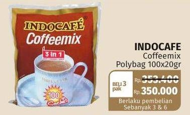 Promo Harga Indocafe Coffeemix per 100 sachet 20 gr - Lotte Grosir