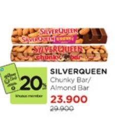 Promo Harga Silver Queen Chunky Bar Almonds 30 gr - Watsons