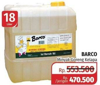 Promo Harga BARCO Minyak Goreng Kelapa 18 ltr - Lotte Grosir