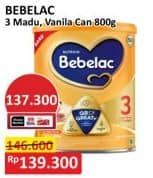 Promo Harga Bebelac 3 Susu Pertumbuhan Madu, Vanila 800 gr - Alfamart