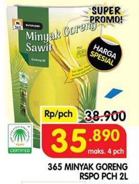 Promo Harga 365 Minyak Goreng Sawit RSPO 2000 ml - Superindo