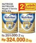 Promo Harga NUTRILON Royal 3 Susu Pertumbuhan Vanila per 2 kaleng 800 gr - Indomaret