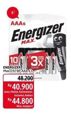 Promo Harga ENERGIZER Battery Alkaline Max E92 BP AAA 6 pcs - Alfamidi