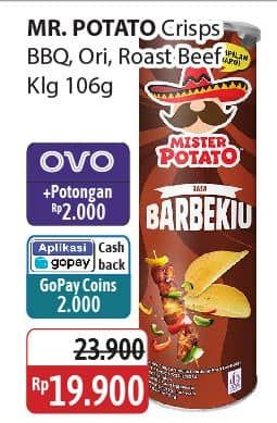 Promo Harga Mister Potato Snack Crisps BBQ, Original, Roasted Beef 100 gr - Alfamidi