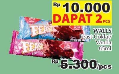 Promo Harga WALLS Feast Chocolate, Vanilla per 2 pcs 65 ml - Giant