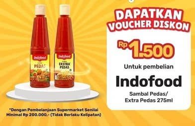 Promo Harga Indofood Sambal Ekstra Pedas, Pedas 275 ml - Yogya