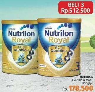 Promo Harga NUTRILON Royal 3 Susu Pertumbuhan Madu, Vanila per 3 kaleng 800 gr - LotteMart