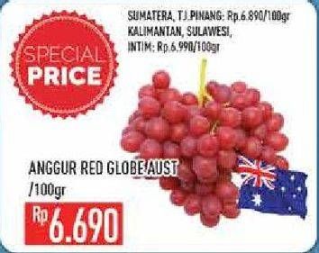 Promo Harga Anggur Red Globe Australia per 100 gr - Hypermart