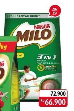 Promo Harga MILO ActivGo 3in1 per 20 sachet 35 gr - Alfamidi