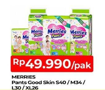 Promo Harga Merries Pants Good Skin XL26, M34, L30, S40 26 pcs - TIP TOP