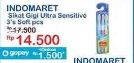 Promo Harga Indomaret Sikat Gigi Ultra Sensitive Soft 3 pcs - Indomaret