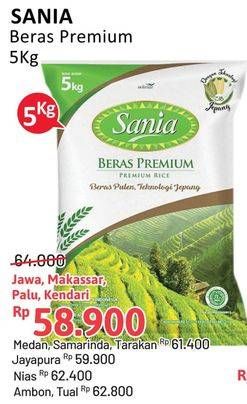 Promo Harga Sania Beras Premium 5000 gr - Alfamidi