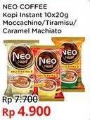 Promo Harga Neo Coffee 3 in 1 Instant Coffee Moccachino, Tiramissu, Caramel Machiato per 10 pcs 20 gr - Indomaret