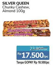 Promo Harga SILVER QUEEN Chocolate Chuncky Cashew, Almond 100 gr - Alfamidi