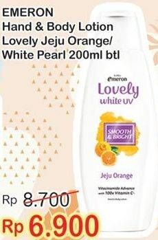 Promo Harga EMERON Lovely White Hand & Body Lotion Jeju Orange, White Pearl 200 ml - Indomaret