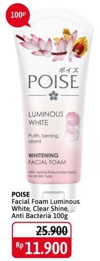 Promo Harga POISE Facial Foam Luminous White, Clear Shine, Anti Bacterial 100 gr - Alfamidi