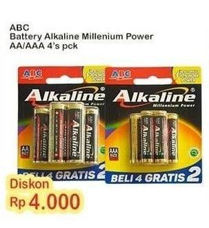 Promo Harga ABC Battery Alkaline LR03/AAA, LR6/AA 4 pcs - Indomaret