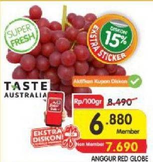 Promo Harga Anggur Red Globe All Variants per 100 gr - Indomaret