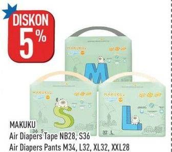 Promo Harga MAKUKU Air Diapers Tape NB28, S36, Air Diapers Pants M34, L32, XL32, XXL28  - Hypermart