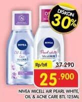 Promo Harga Nivea MicellAir Skin Breathe Micellar Water Pearl White, Oil Acne Care 125 ml - Superindo