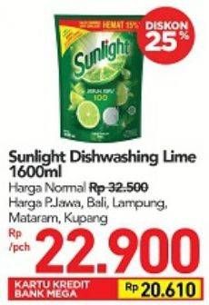 Promo Harga SUNLIGHT Pencuci Piring Lime 1600 ml - Carrefour