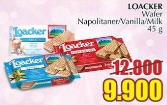 Promo Harga LOACKER Wafer Napolitaner, Vanila, Milk 45 gr - Giant