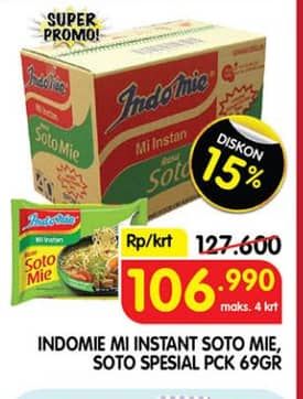 Promo Harga Indomie Mi Kuah Soto Mie, Soto Spesial per 40 pcs 70 gr - Superindo