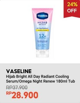 Promo Harga Vaseline Hijab Bright Body Serum All Day Radiant, Omega Night Renew 180 ml - Indomaret