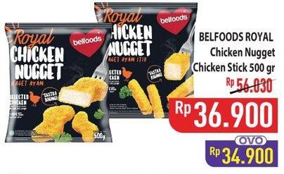 Promo Harga Belfoods Royal Nugget Chicken Nugget S, Chicken Nugget Stick 500 gr - Hypermart