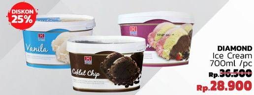 Promo Harga DIAMOND Ice Cream Vanila, Cokelat, Neapolitan 700 ml - LotteMart