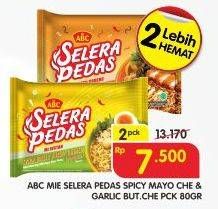 Promo Harga ABC Mie Selera Pedas Spicy Garlic Butter Cheese, Goreng Spicy Mayo Cheese per 2 pcs - Superindo