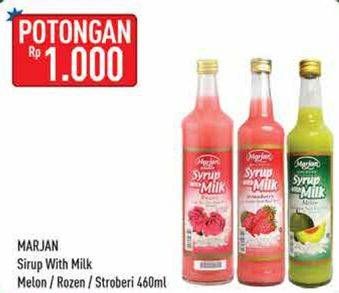 Promo Harga MARJAN Syrup with Milk Rozen, Strawberry, Melon 460 ml - Hypermart