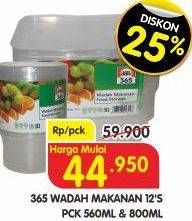 Promo Harga 365 Wadah Makanan per 12 pcs - Superindo