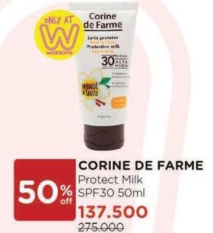 Promo Harga CORINE DE FARME Protect Milk F&B 50 ml - Watsons