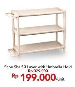 Promo Harga Shoe Rack 3 Layer With Umbrella  - Carrefour