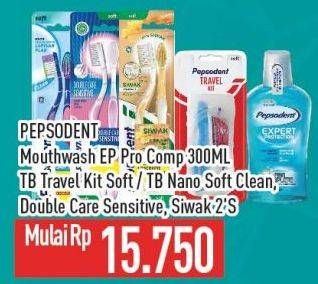 Promo Harga Pepsodent Mouthwash/Travel Pack/Sikat Gigi Nano Soft/Double Care/Siwak  - Hypermart