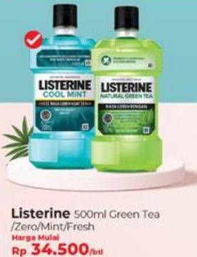Promo Harga LISTERINE Mouthwash Antiseptic Cool Mint, Fresh Burst, Multi Protect Zero, Natural Green Tea 500 ml - Carrefour