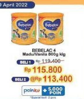 Promo Harga BEBELAC 4 Susu Pertumbuhan Madu, Vanila 800 gr - Indomaret