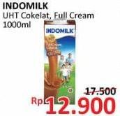 Promo Harga Indomilk Susu UHT Full Cream Plain, Cokelat 1000 ml - Alfamidi