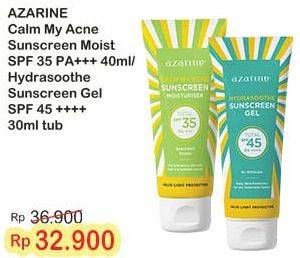 Harga Azarine Hydrasoothe Sunscreen Gel SPF45/Azarine Calm My Acne Sunscreen Moisturiser SPF 35 Pa+++
