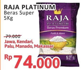 Promo Harga Raja Platinum Beras Slyp Super 5000 gr - Alfamidi
