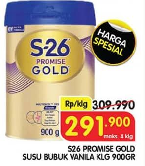 Promo Harga S26 Promise Gold Susu Pertumbuhan Vanilla 900 gr - Superindo
