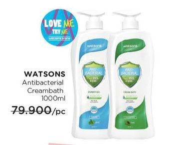 Promo Harga WATSONS Cream Bath Anti Bacterial per 2 botol 1000 ml - Watsons