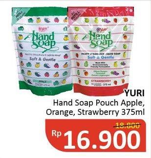 Promo Harga YURI Hand Soap Apple, Orange, Strawberry 375 ml - Alfamidi