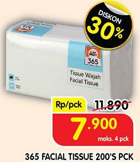 Promo Harga 365 Facial Tissue 200 sheet - Superindo