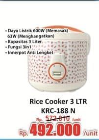 Promo Harga Kirin Rice Cooker KRC 188 N  - Hari Hari