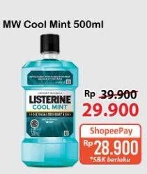 Promo Harga Listerine Mouthwash Antiseptic Cool Mint 500 ml - Alfamart