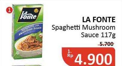 Promo Harga LA FONTE Spaghetti Instant Mushroom Sauce 117 gr - Alfamidi