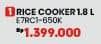 Promo Harga Electrolux E7RC1-650K Rice Cooker  - COURTS